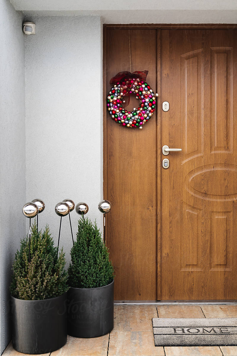 House Entrance With Christmas Decorations