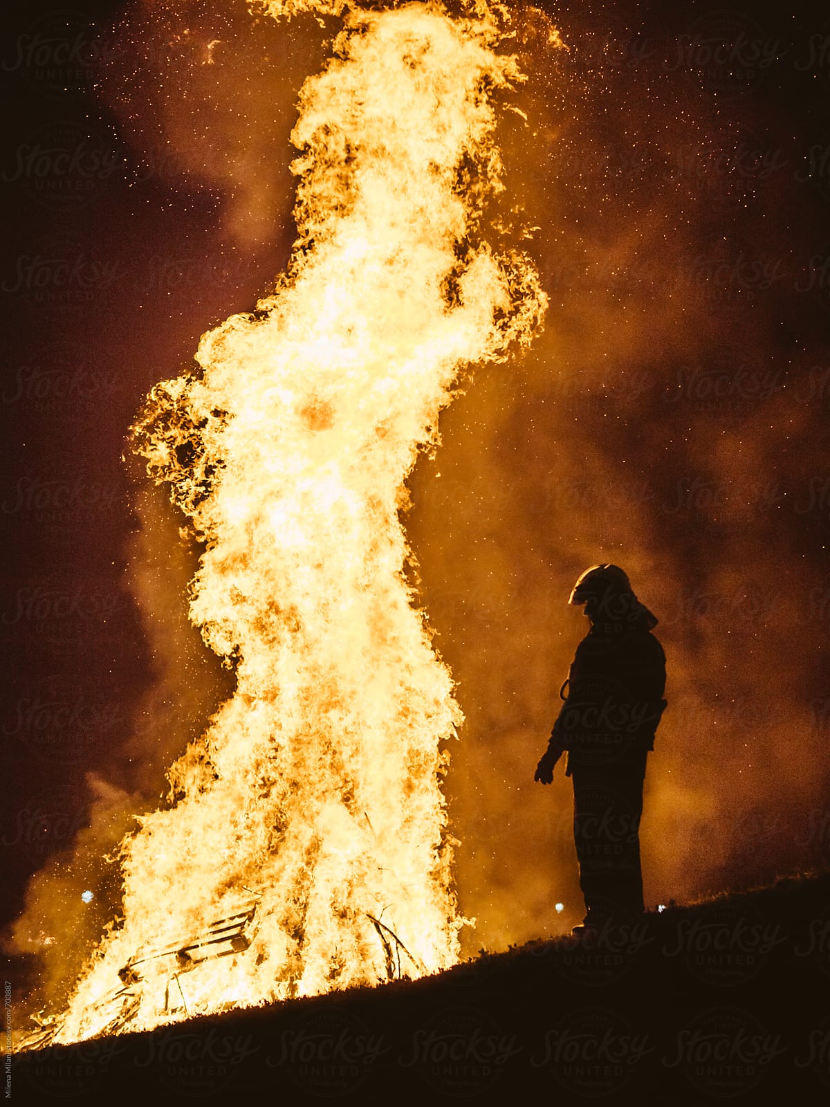 silhouette of a firefighter by stocksy contributor milena milani