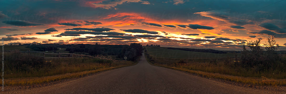 country road sunset