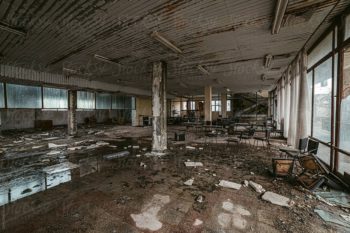 Dirty room in derelict building