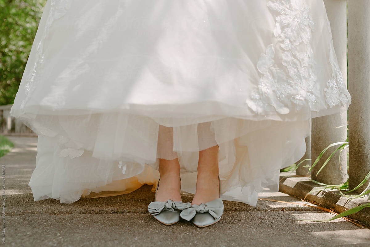 Close-up Shot of Bride\'s Shoes on Wedding Day