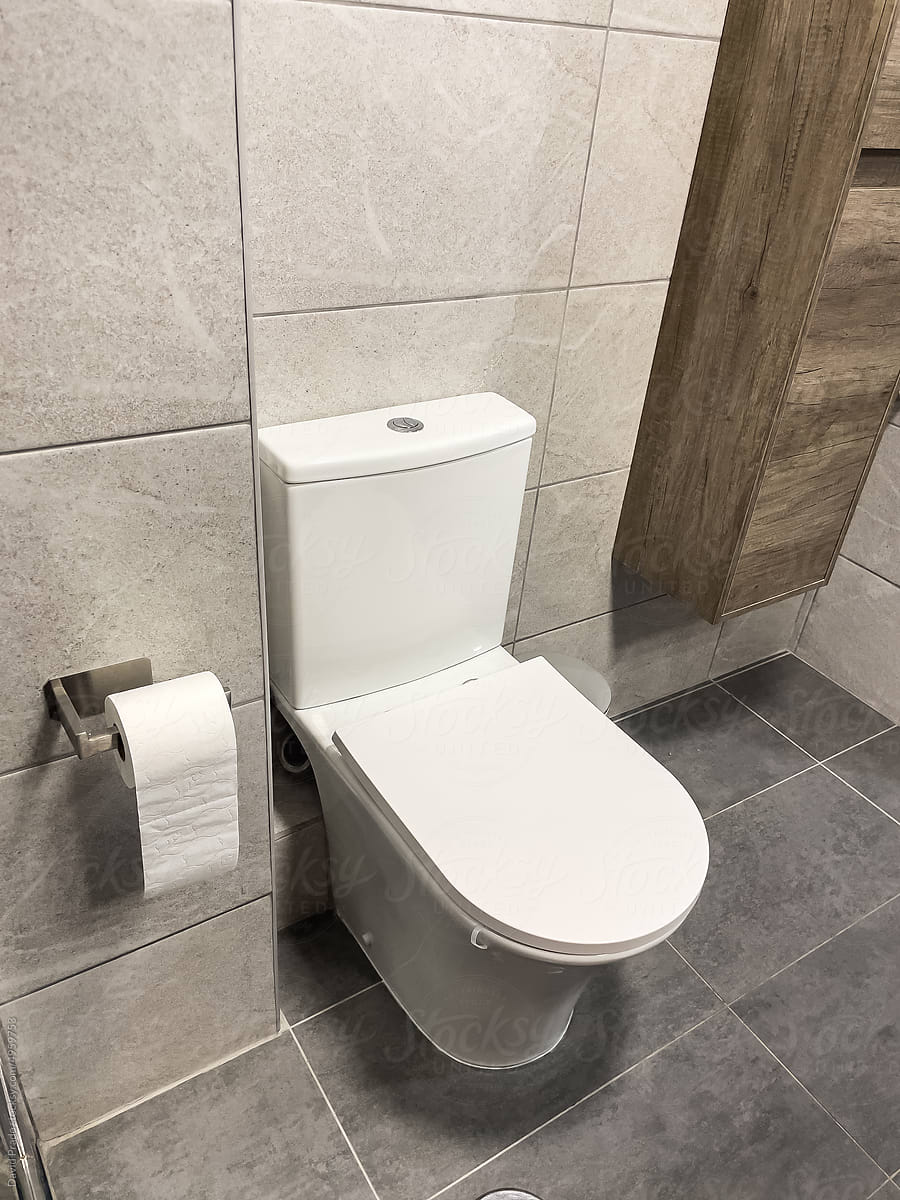 Toilet in light modern bathroom