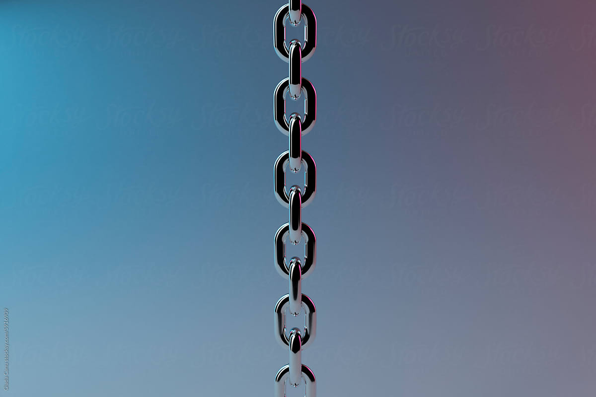 Suspended Chrome Chain on Gradient Background