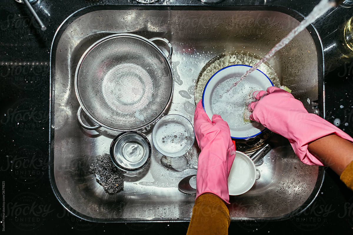 Woman Washing the Dishes