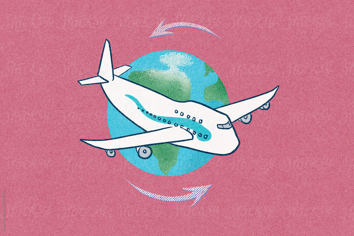 Airplane travel concept
