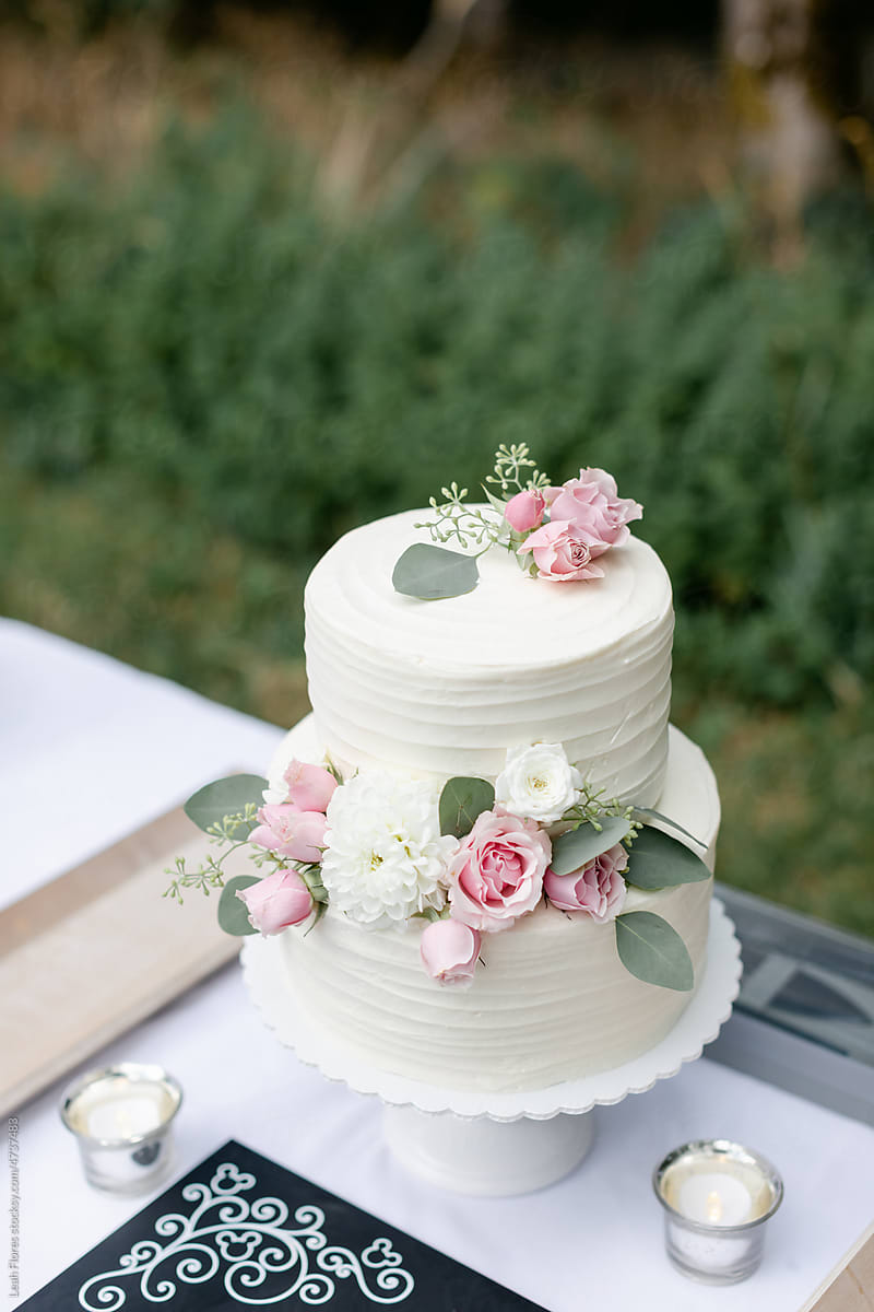Beautiful Wedding Cake Decorated with Roses