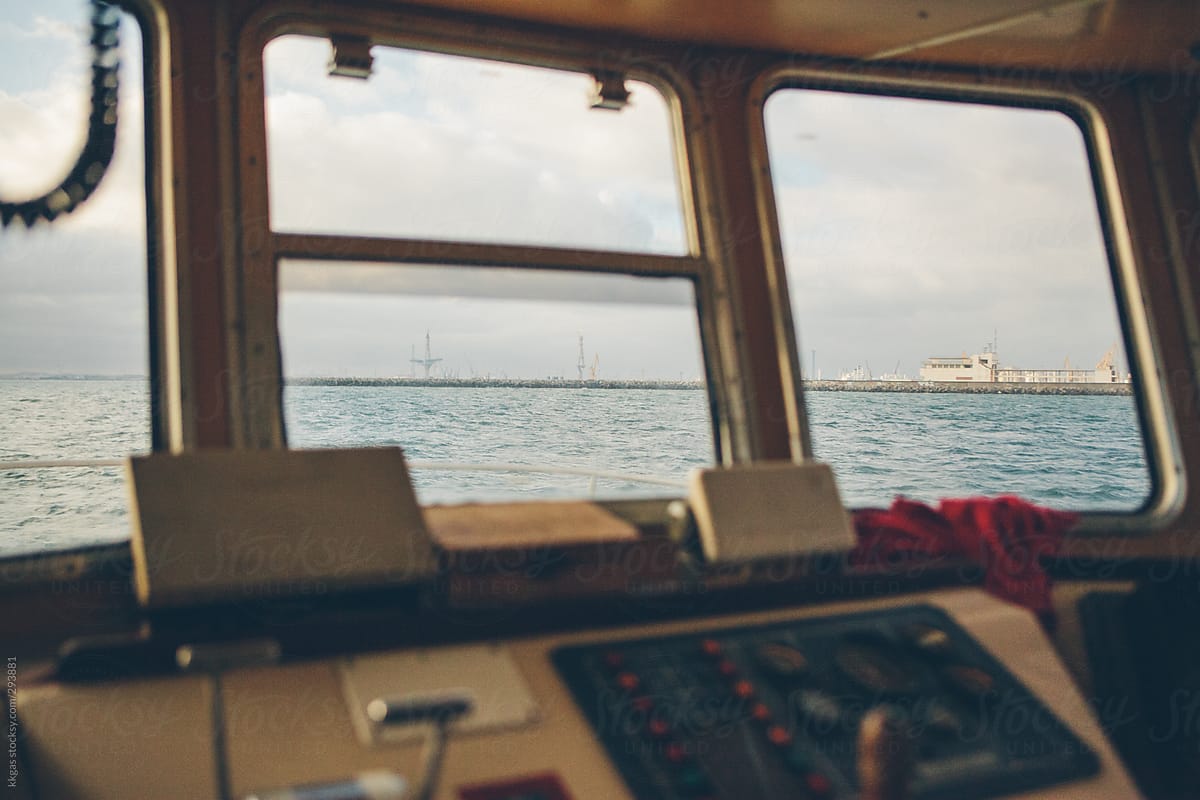 View through the window of a fishing boat.