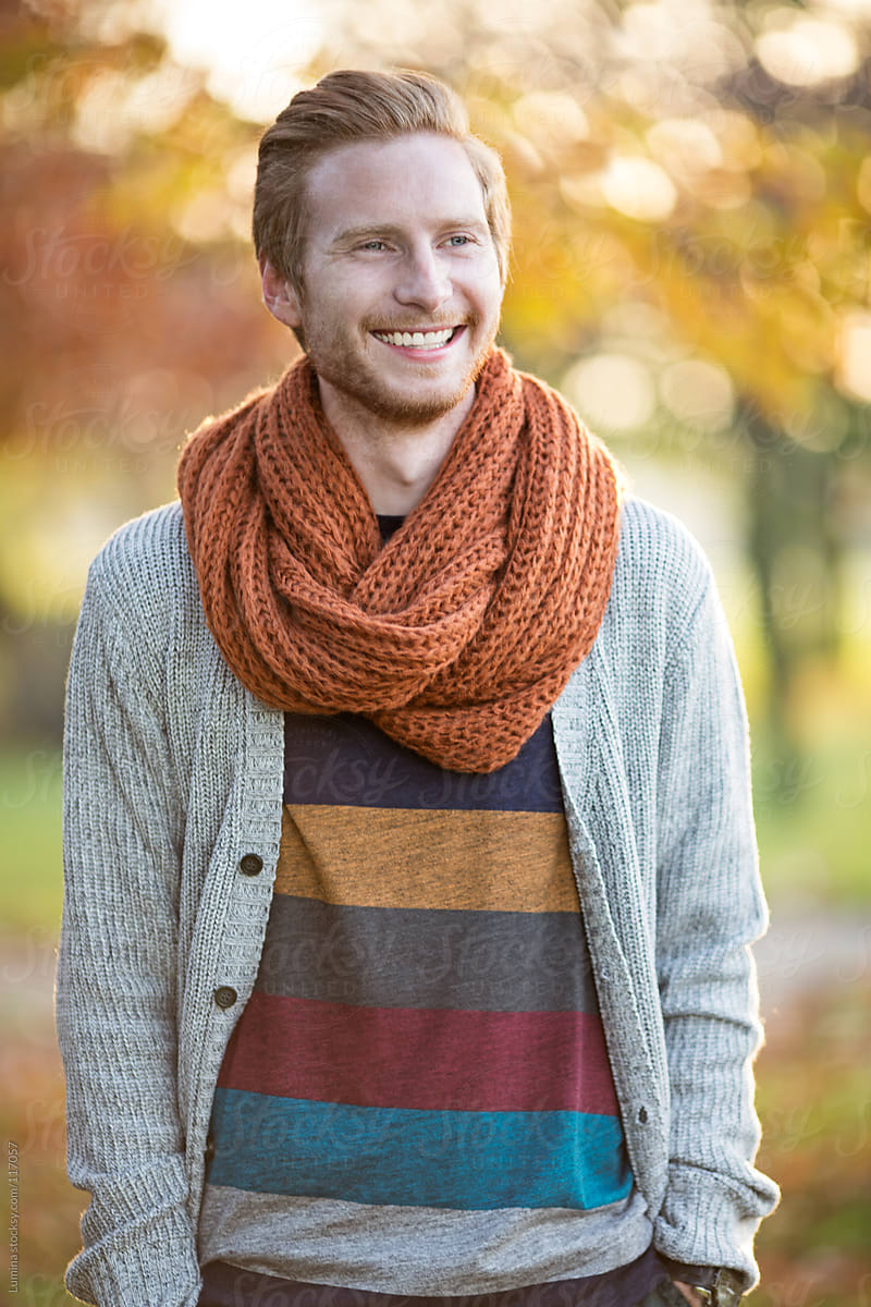 Smiling Man Outdoors on an Autumn Day