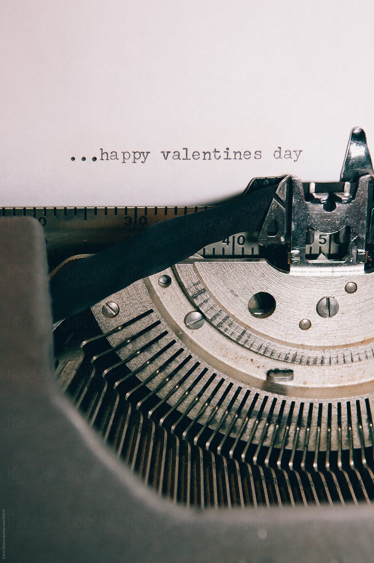 Valentines Day message type on paper using an old typewriter