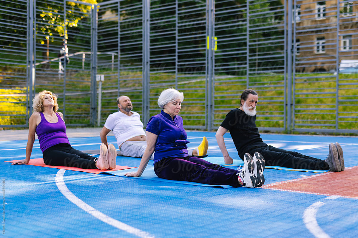 Old person resting during sport activities