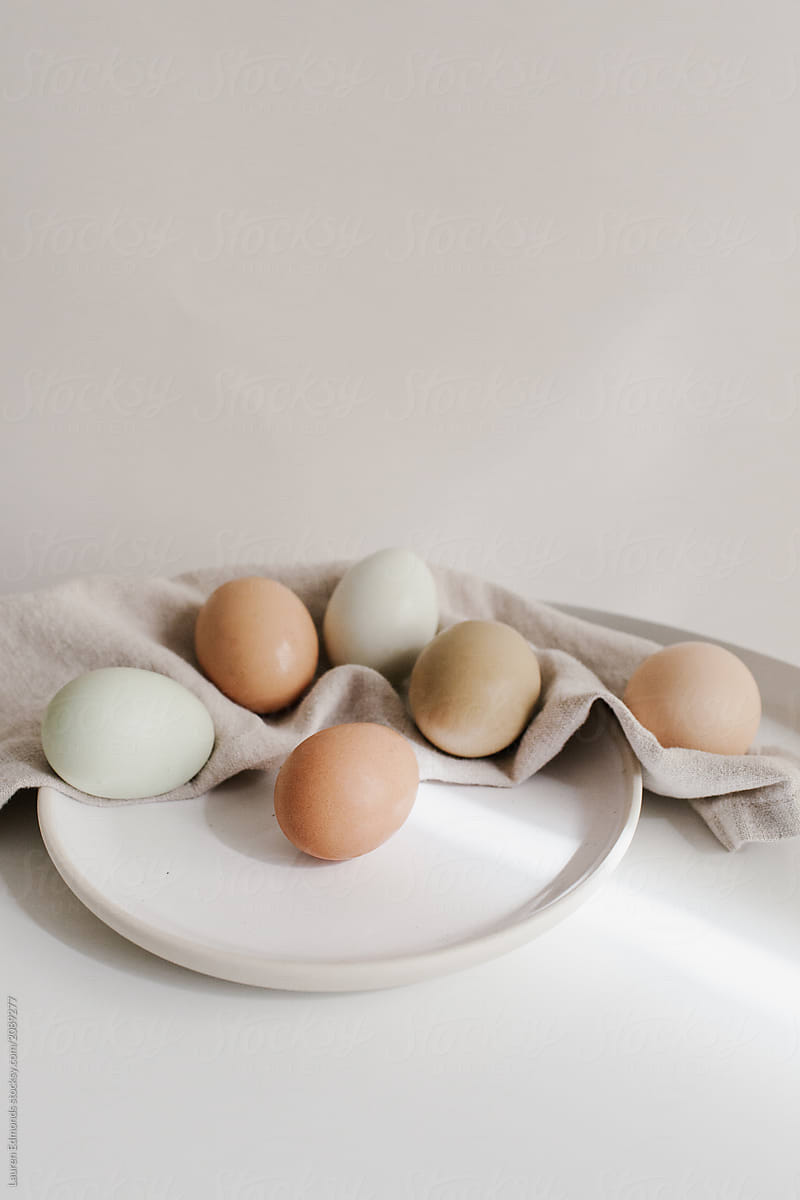 Colorful group of farm eggs