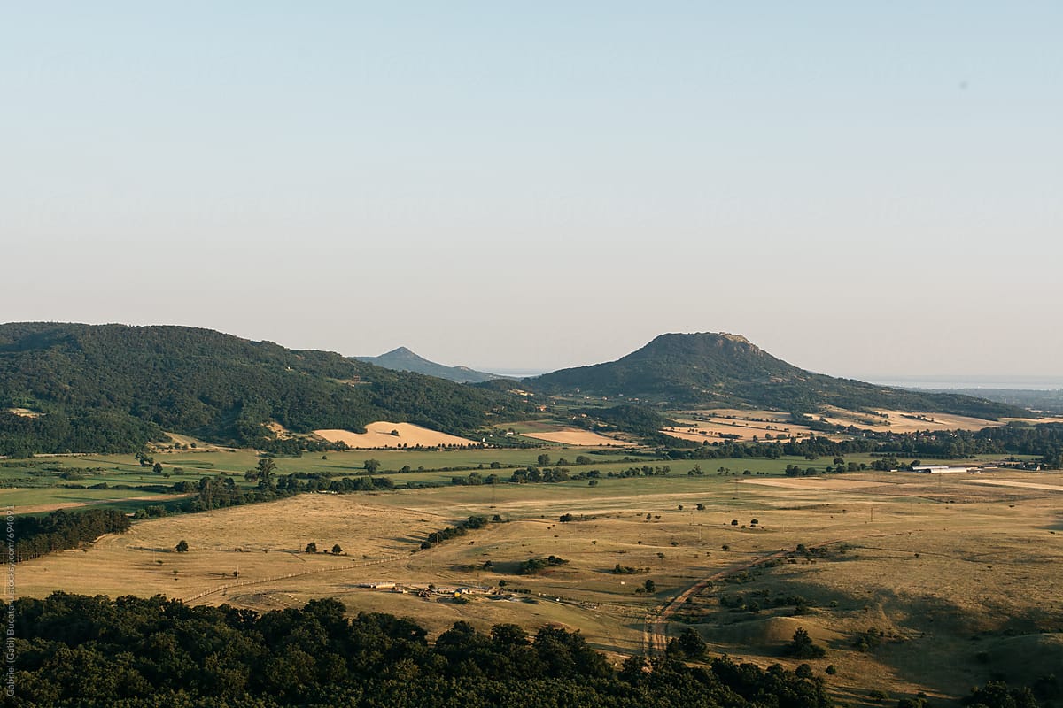 Hills and open land in rural Hungary