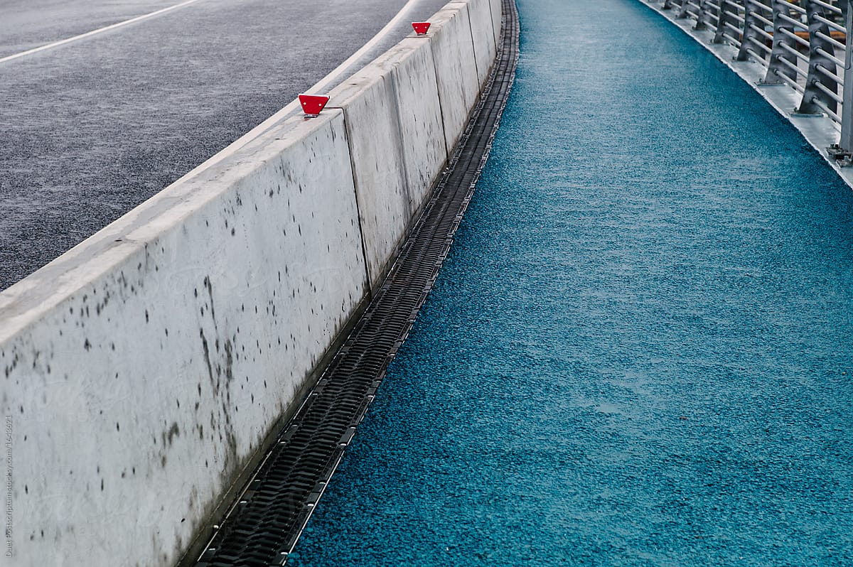 Blue rubber surface of pavement