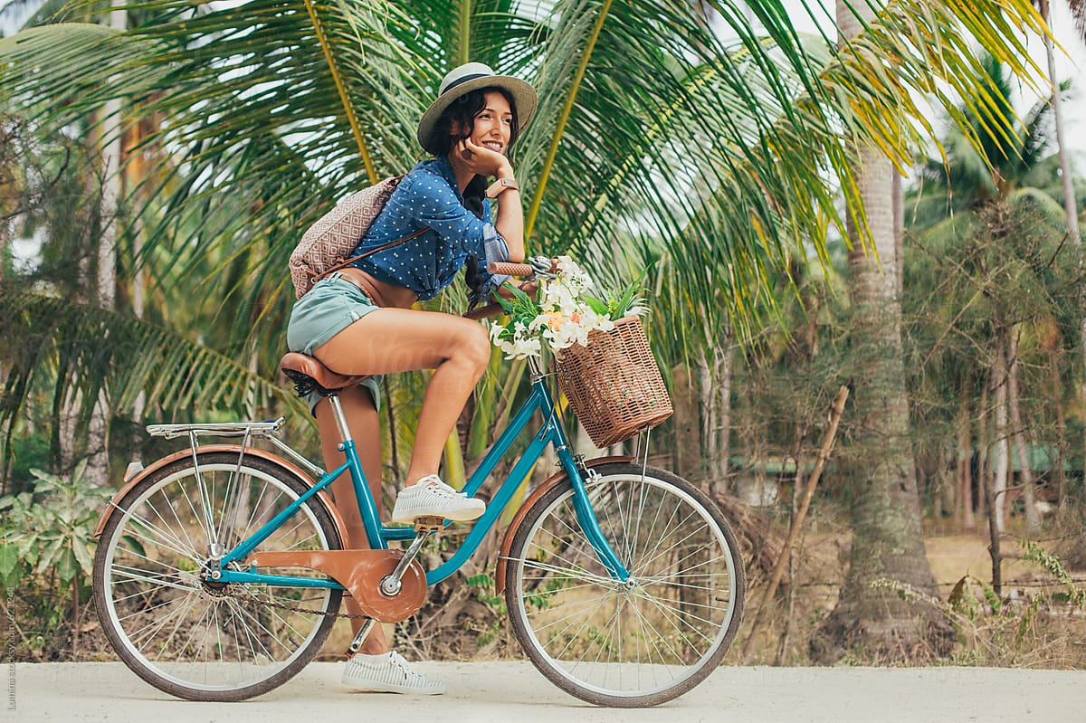 Beautiful Woman Riding a Bicycle