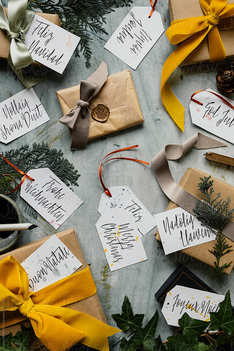 Stylish Christmas gifts and tags