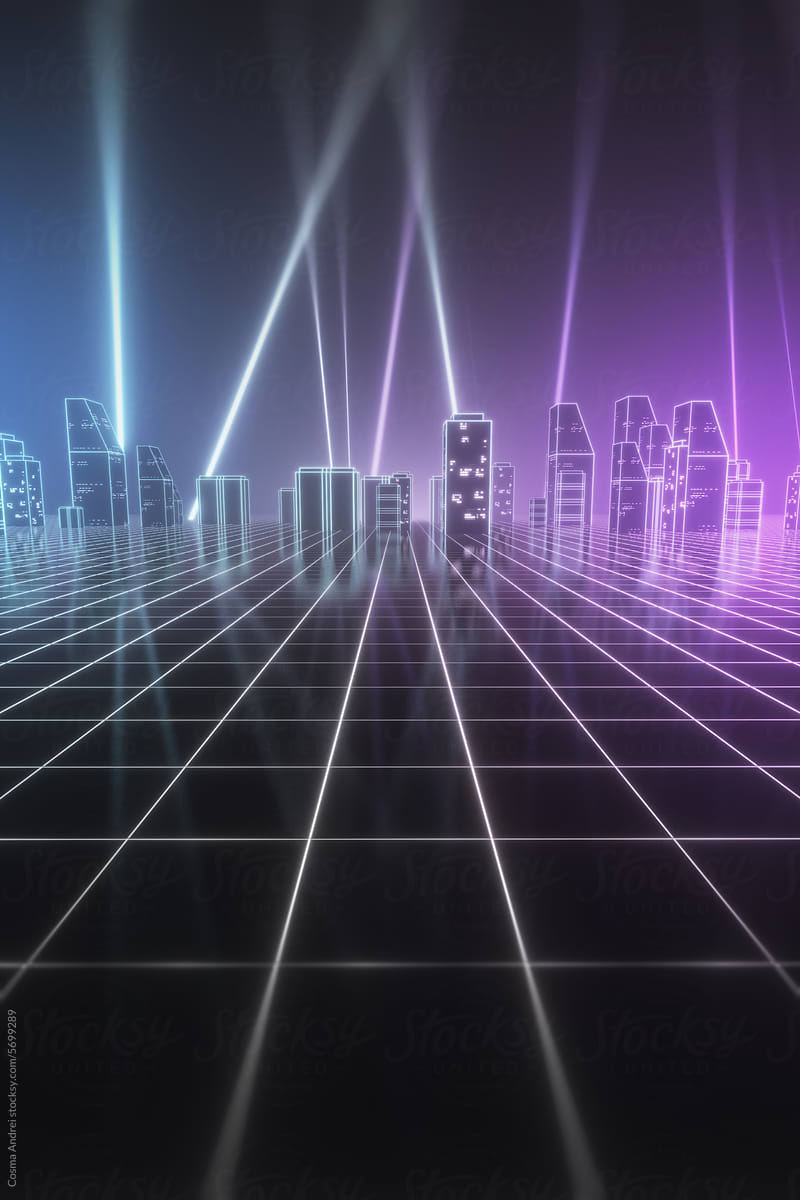 Abstract futuristic neon city