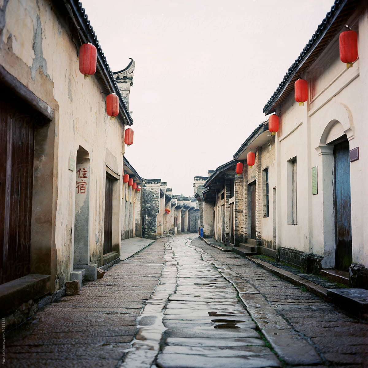 Old alley with red lanterns