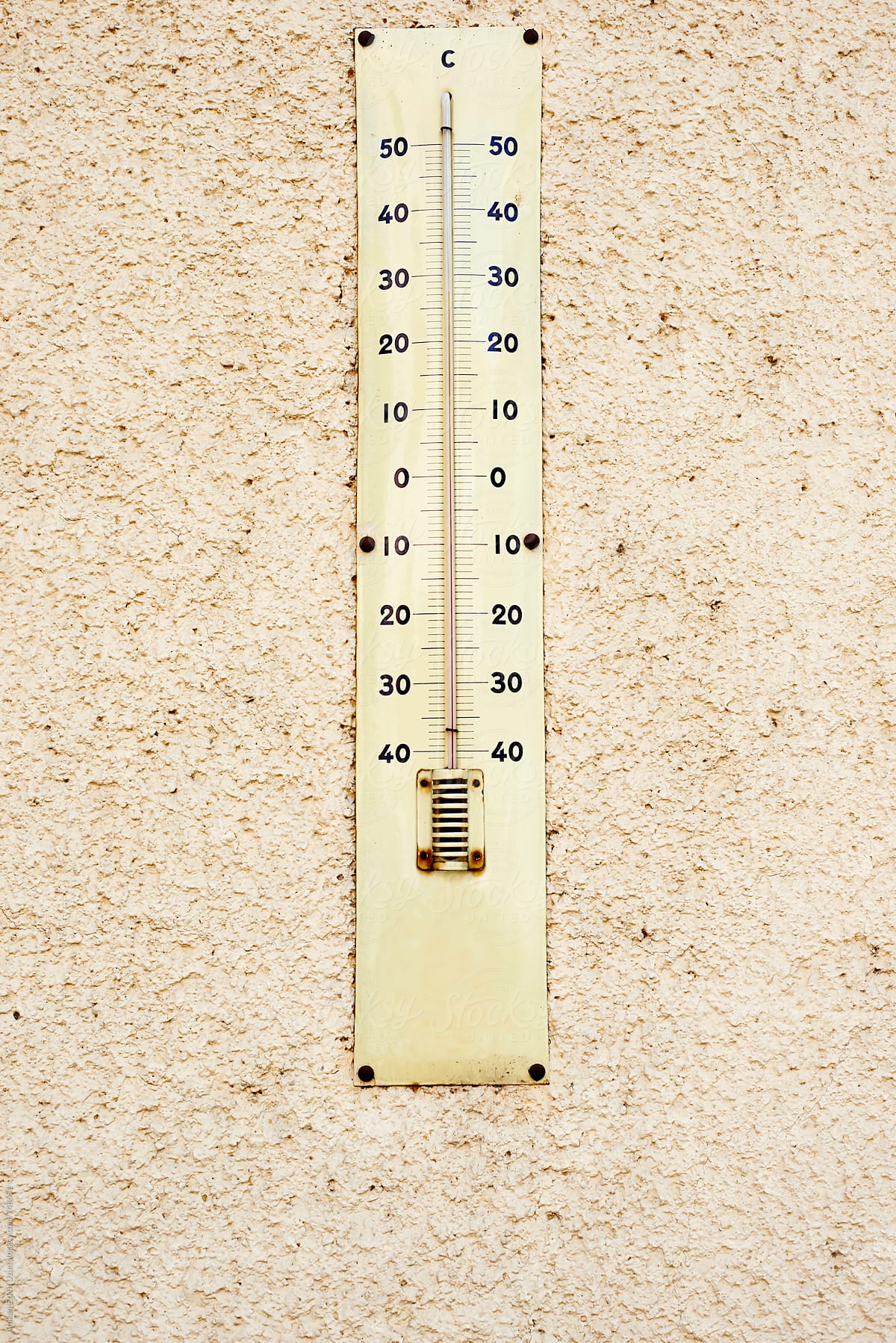 big thermometer on yellow wall