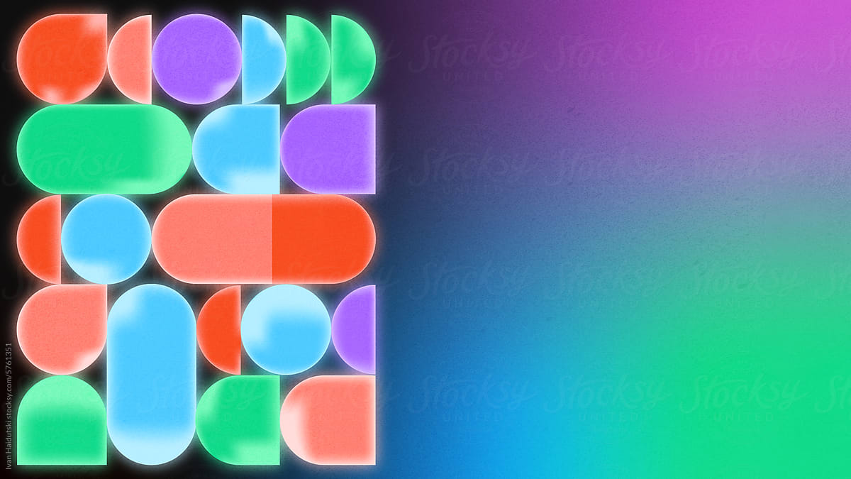 Abstract gradient tech background with geometric transparent shapes