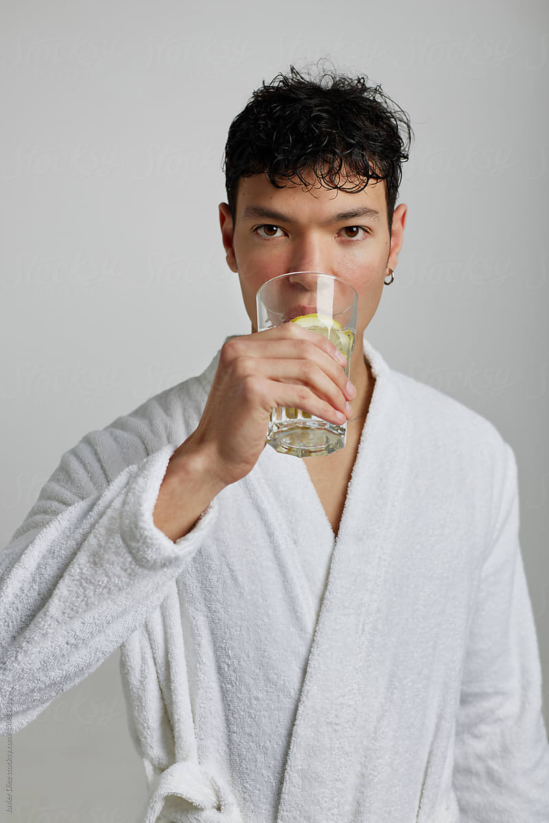 Man with glass of refreshing water