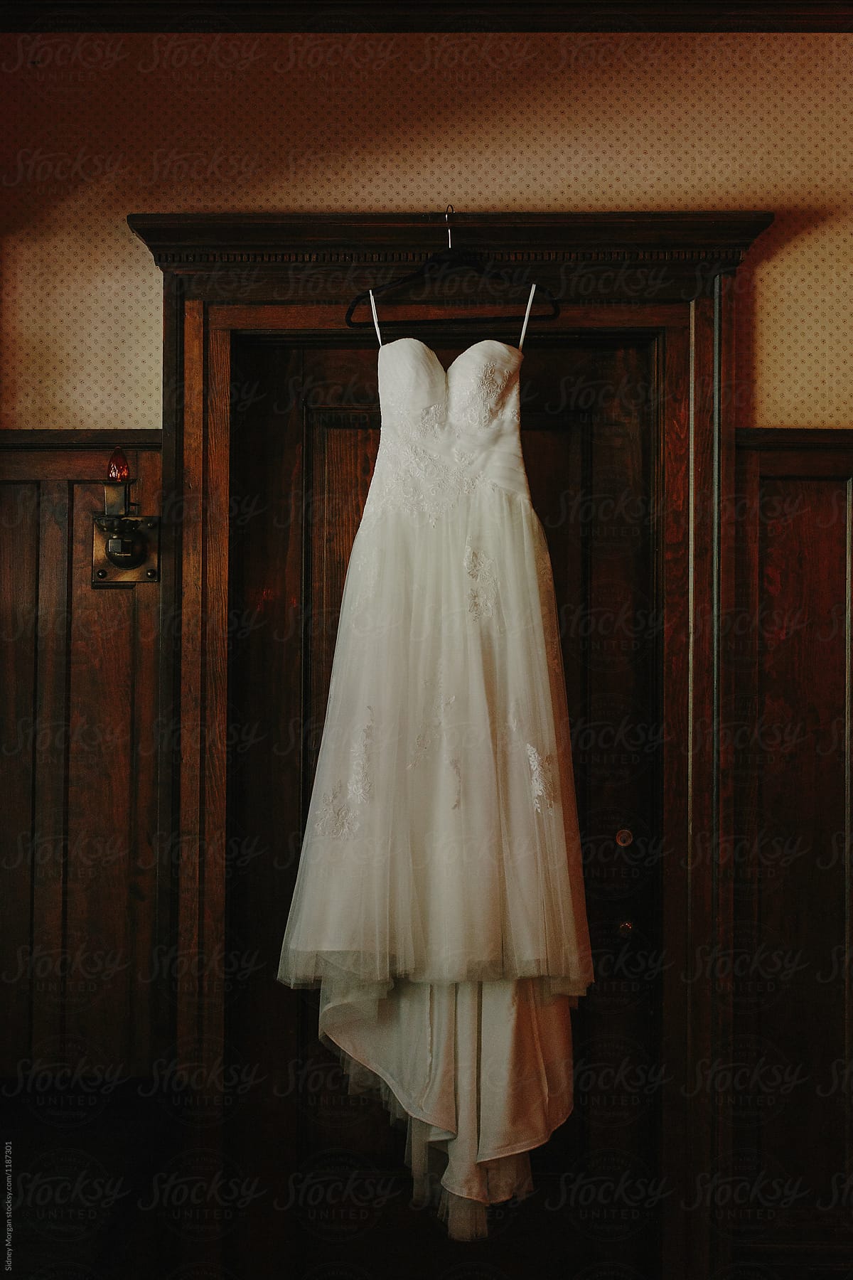 Wedding Dress in a Doorway