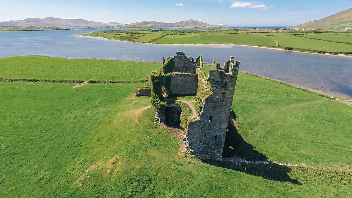 Aerial view of Ballycarbery Castle