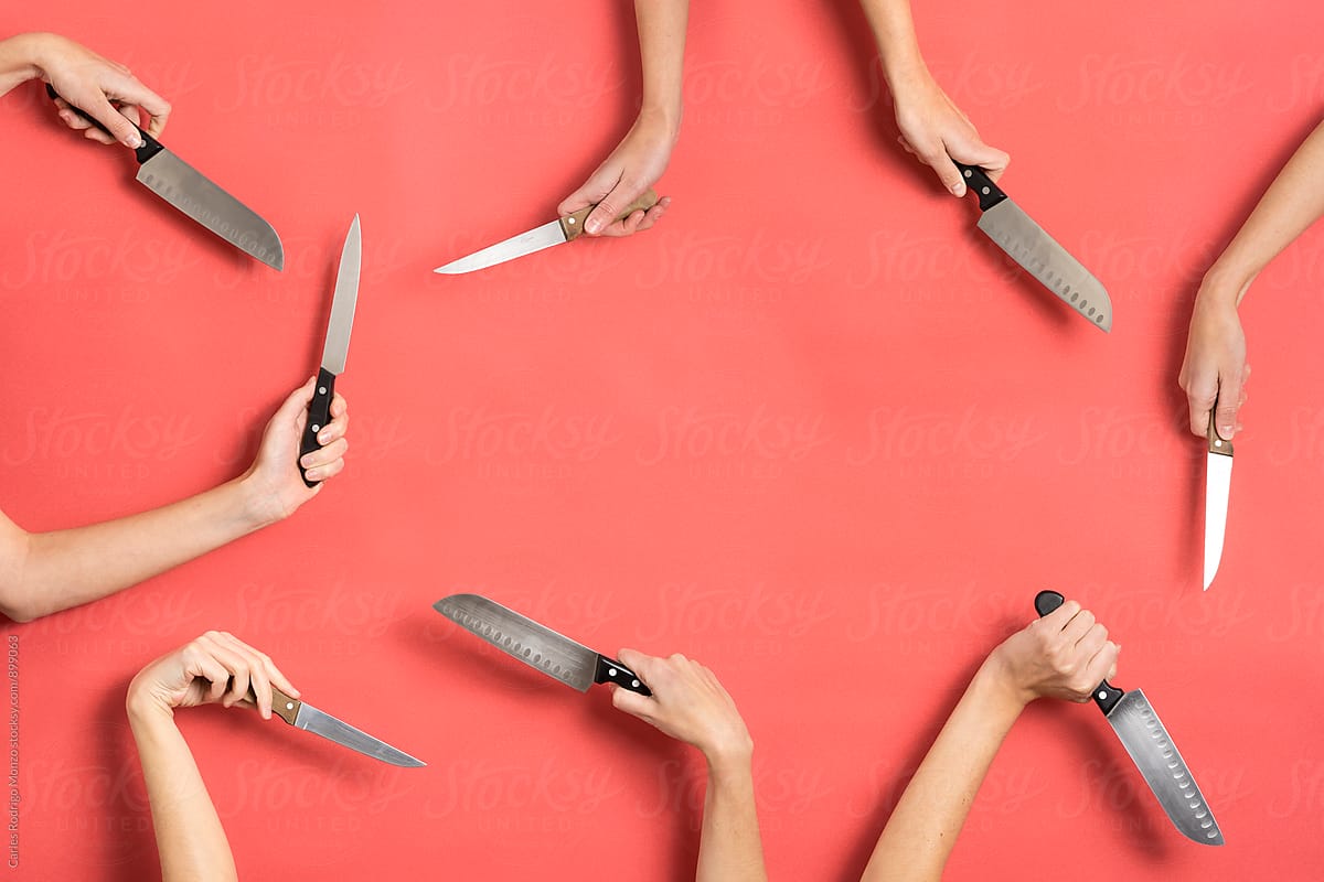 Composition with knifes and hands