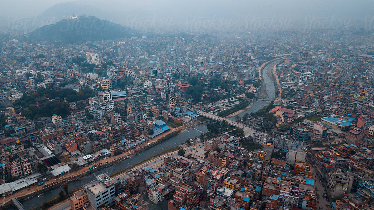Kathmandu drone shot from above