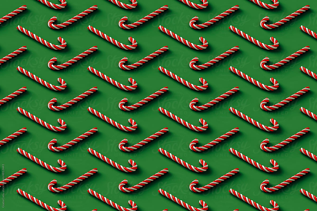 3d pattern of many red and white candy cane