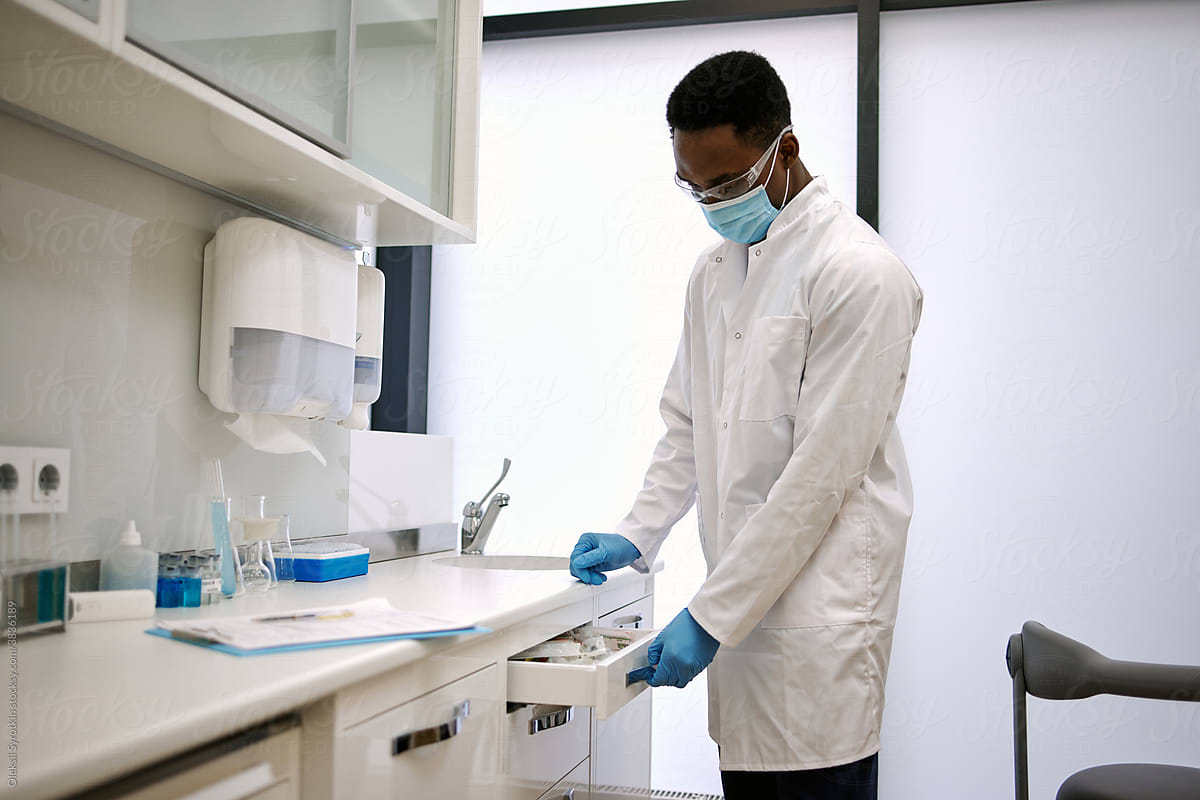 Scientist working in professional laboratory