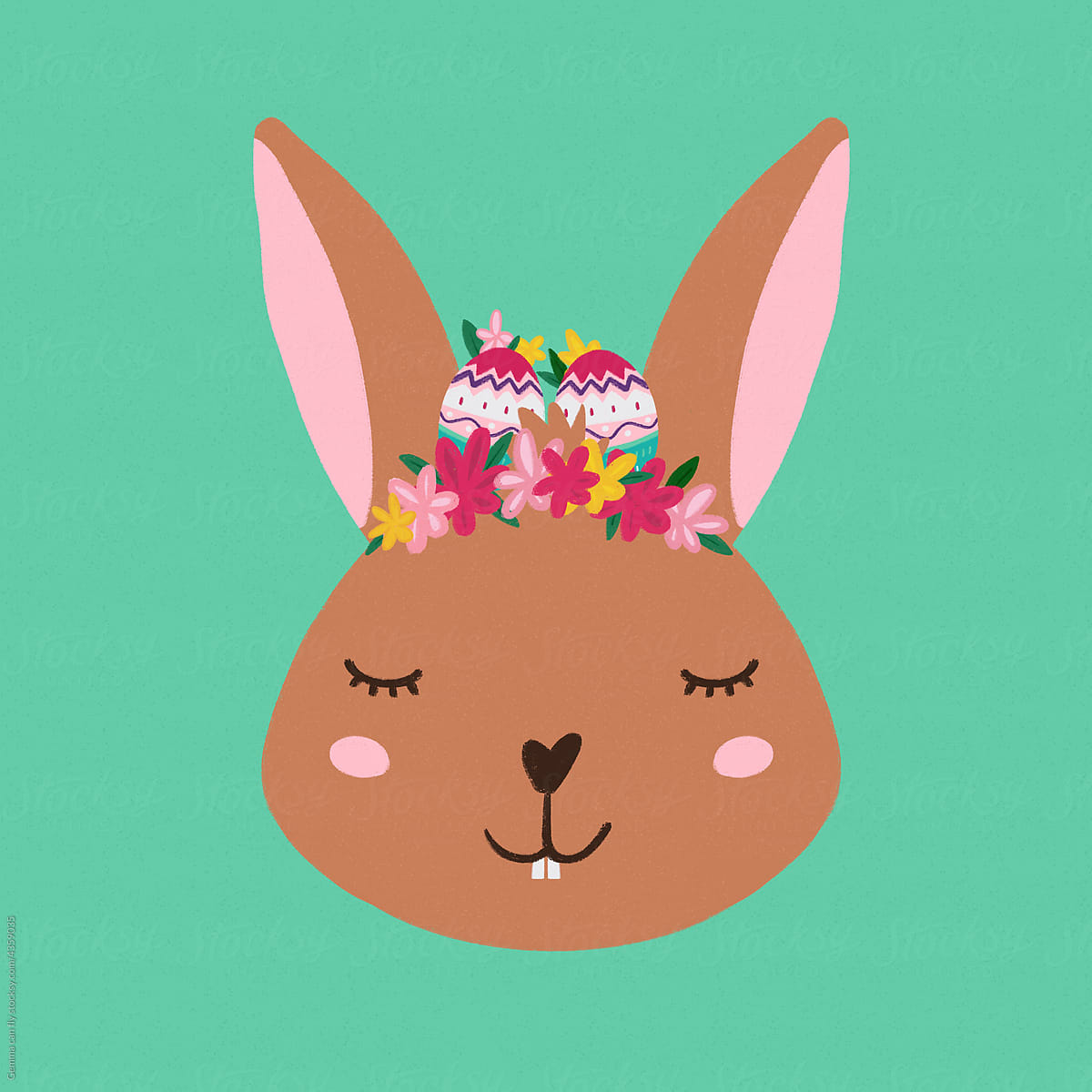 Easter rabbit with easter eggs illustration