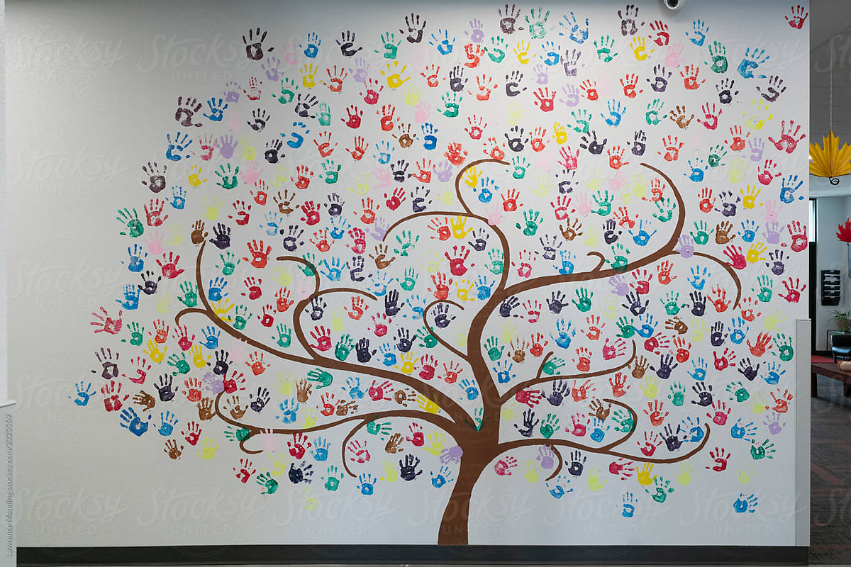 handprint tree mural