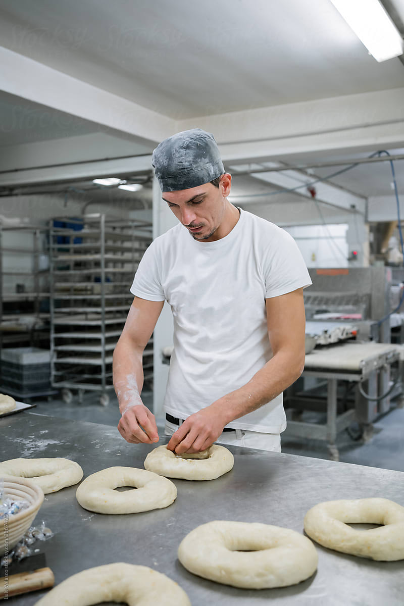 Baker Preparing Roscon De Reyes In A Bread Factory.
