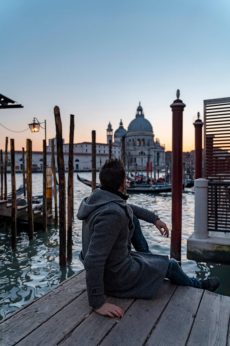 Man visiting Venice, Italy