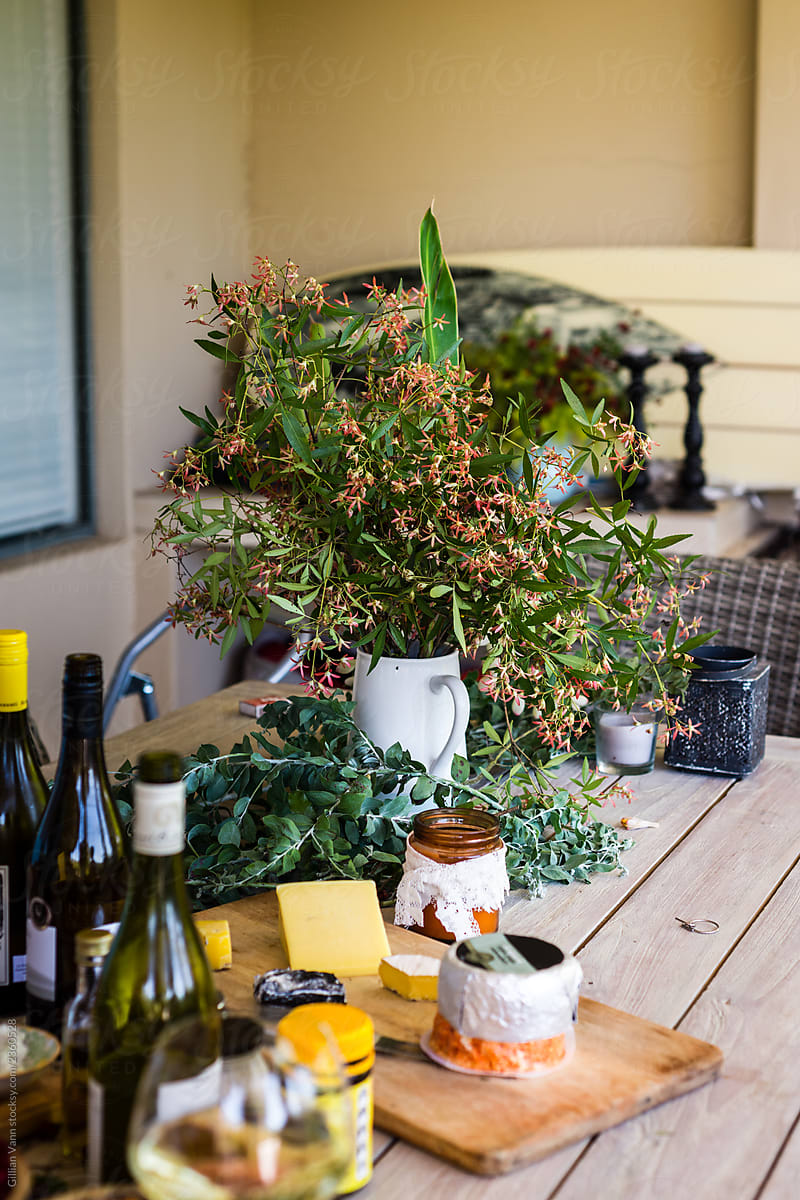 table decor with Christmas bush