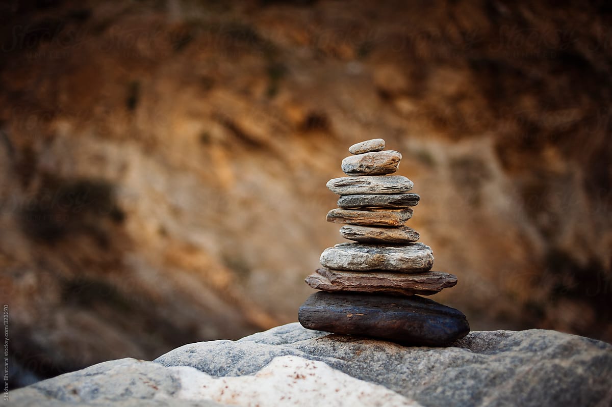 Pile of balanced rocks.