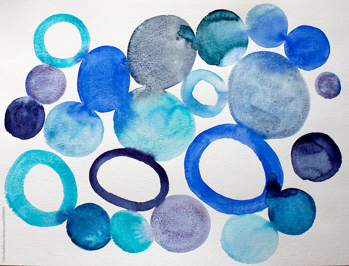 Abstract watercolor circles and ovals