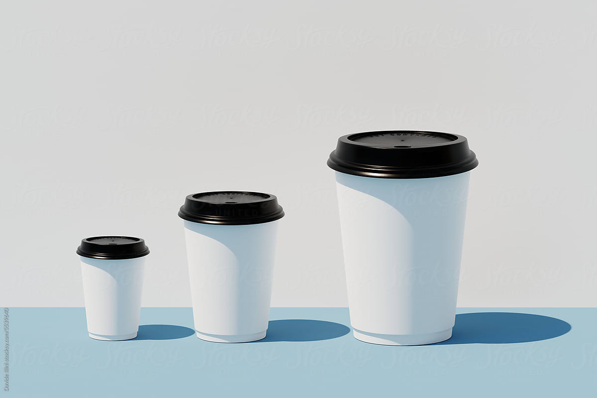 Creative pattern with craft take away big paper cup for coffee.
