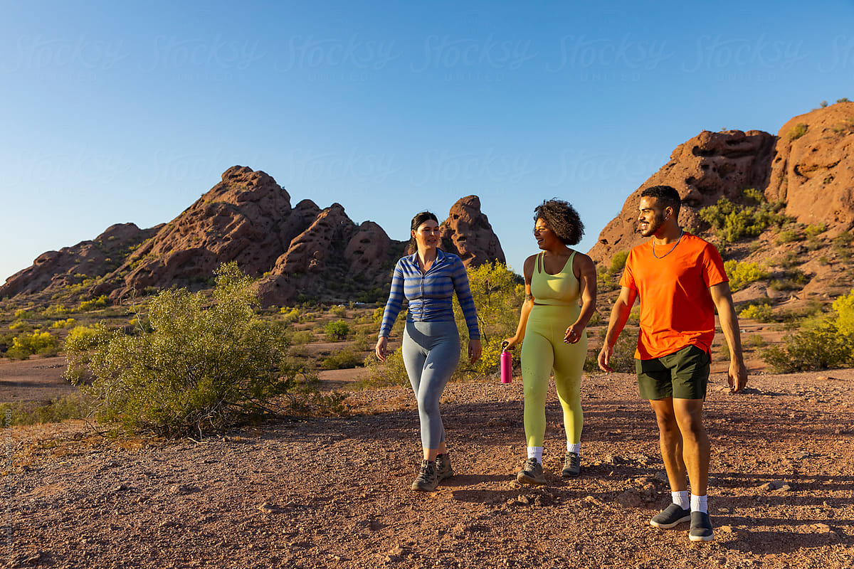 Arizona Desert landscape with three hikers