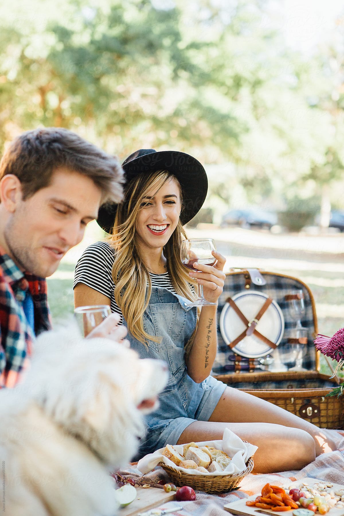 Couple with Dog on a Picnic