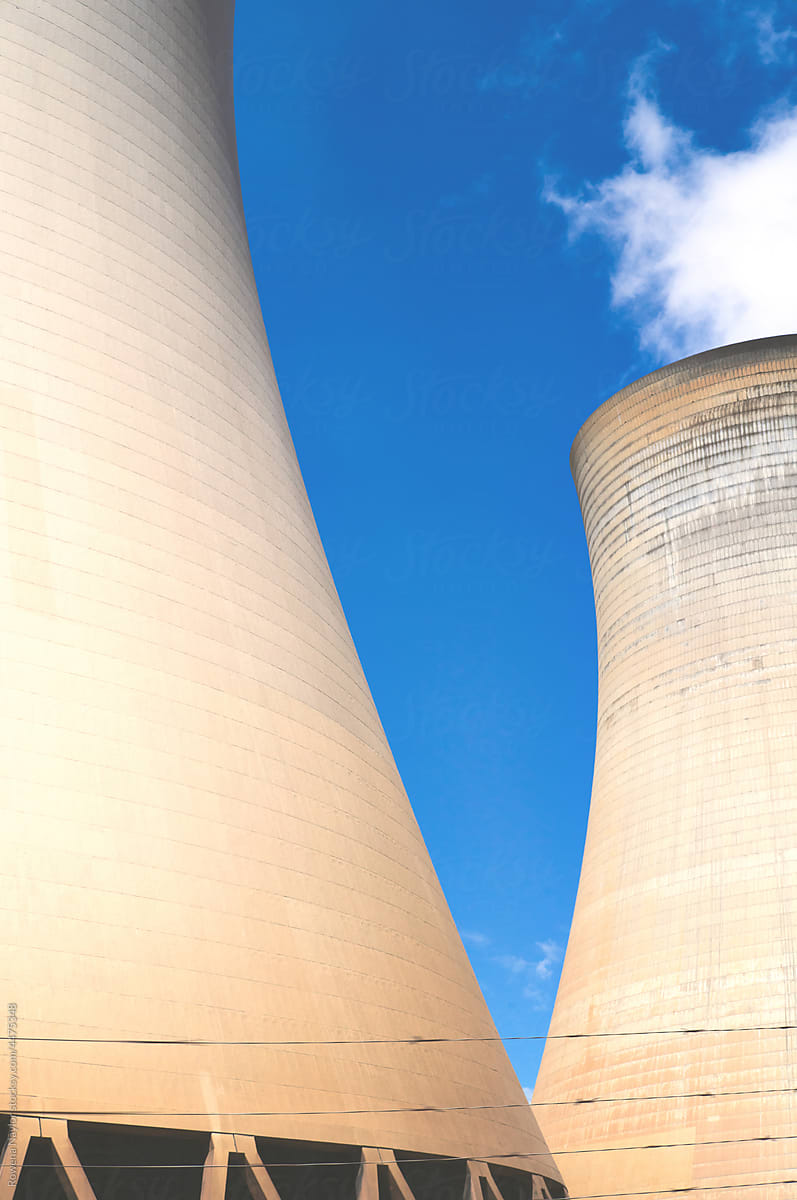 Cooling towers at coal burning power plant