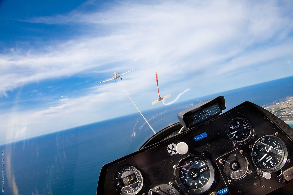 View from inside a glider in flight