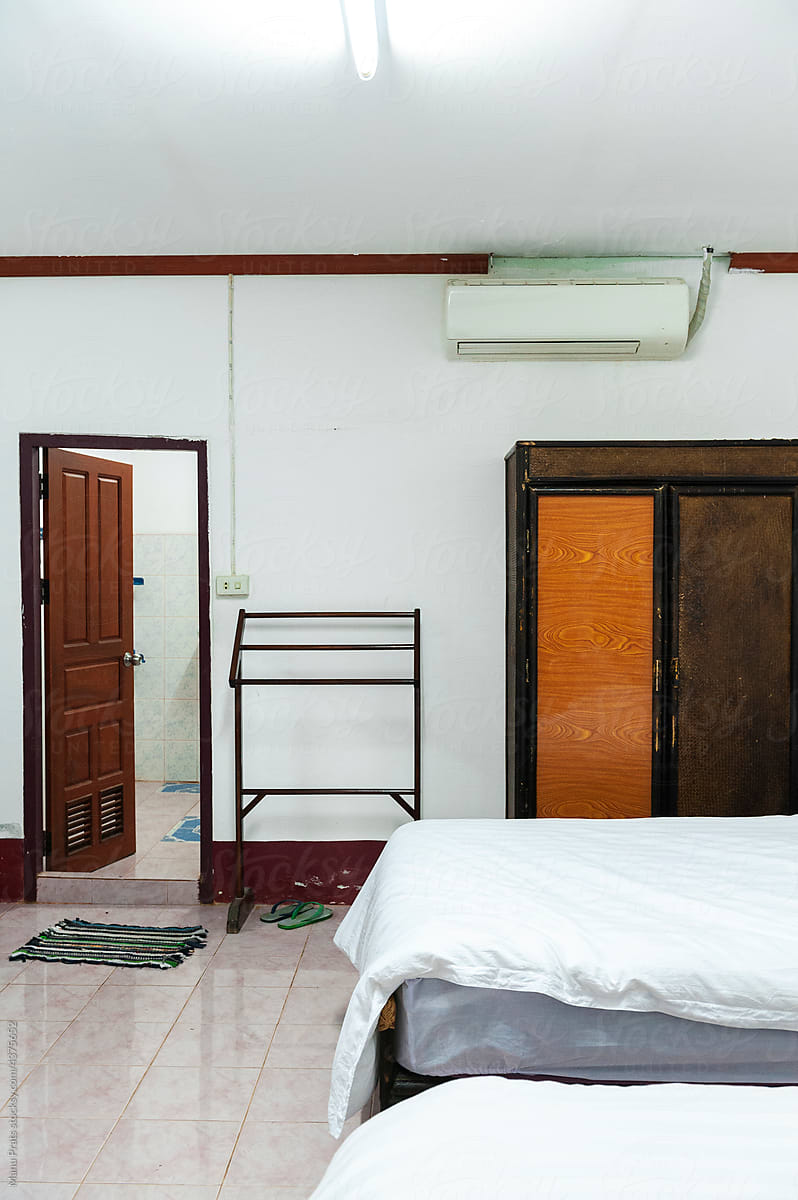 Interior design, a bedroom with air conditioner