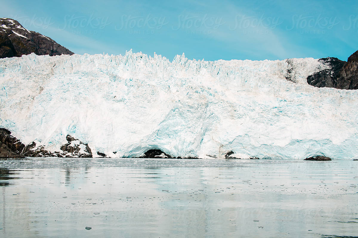 The Massive Icy Toe Of Coastal Holgate Glacier Meets The Ocean Waters Of Aialik Bay