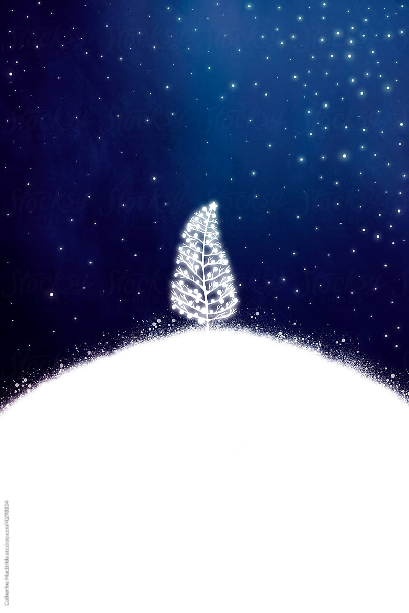 Stars and Baubles, a Christmas tree illustration