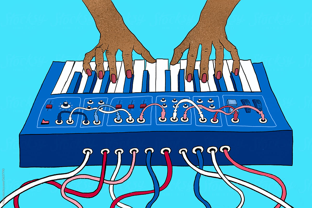 Blue Analog synthesizer illustration