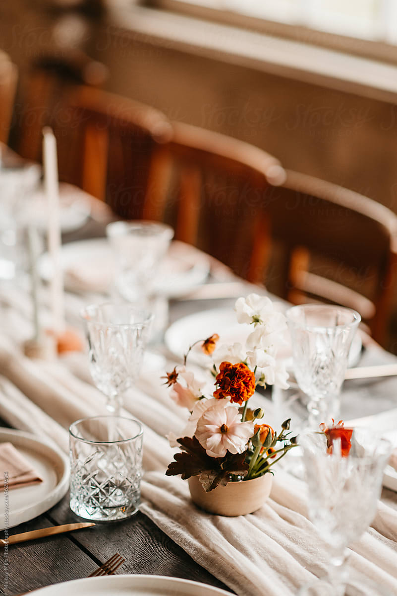 Bohemian Wedding Table with flowers and candles