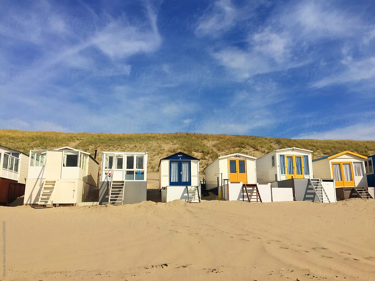 beach houses at a beach in Holland