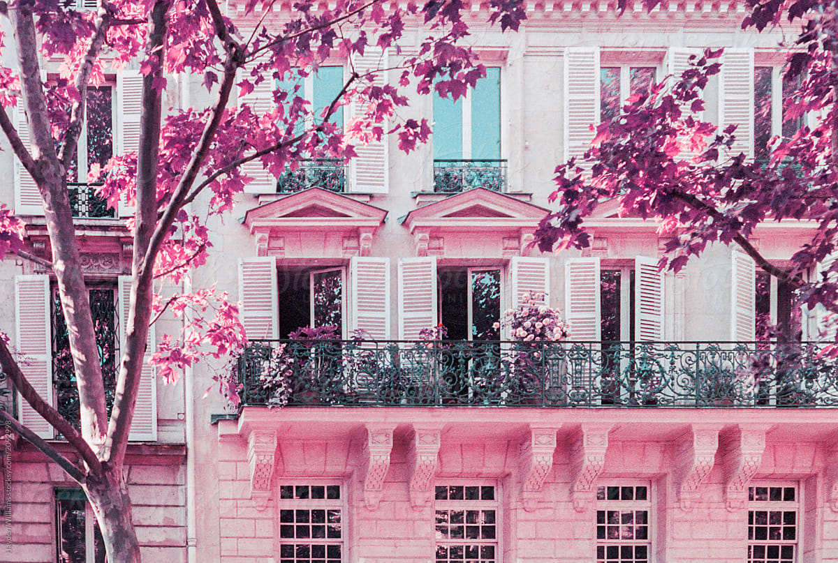 Balcony of pink french apartment