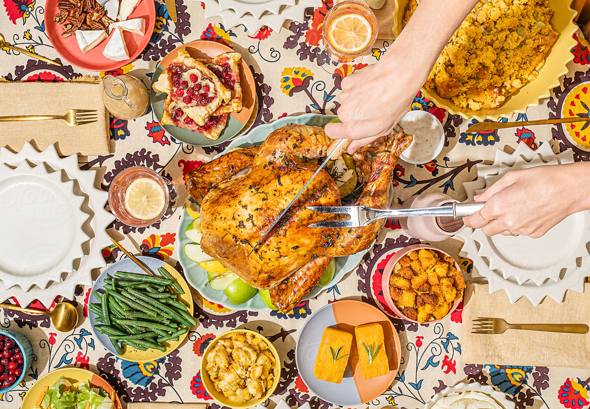 Colorful Retro Thanksgiving Turkey Dinner